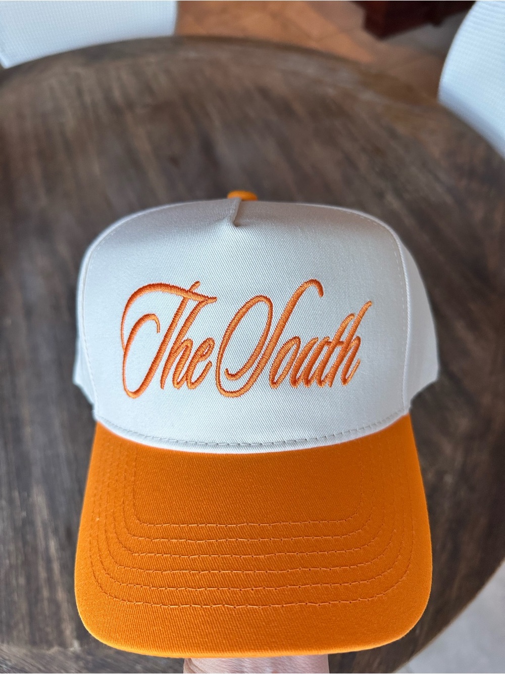 “The South” Embroidered Two-Tone Orange & White Trucker Hat